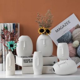 Vase à fleurs en céramique en forme de visage décoration de chambre moderne décor nordique