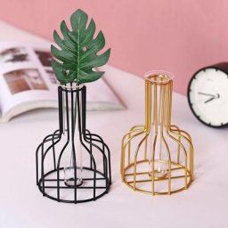 Vase en verre hydroponique transparent pour fleurs vase doré accessoires de décoration pour la