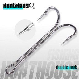 Hunthouse – hameçon de pêche à Double crochet long en acier inoxydable avec leurre souple et pointu