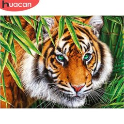 HUACAN – peinture diamant thème nouveaux animaux broderie 5D mosaïque de tigre en strass à faire