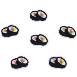 Mini patchs de sushi brodés fer sur dessin animé nourriture petits autocollants vêtements