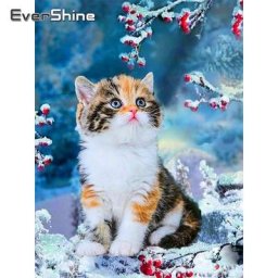 EverShine – peinture diamant chat broderie complète carrée image d'animaux en strass mosaïque