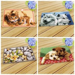 Kit de broderie de tapis d'animaux loquet crochet coussin couture grossière oreillers