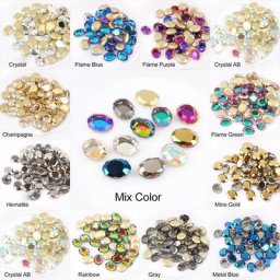 Miroir Magique pour Décoration de Manucure 3D Strass Nail Art 13 Couleurs Clip de Charbon 6x8mm