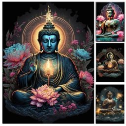 Peinture diamant thème Lotus bouddha Zen broderie 5D à faire soi-même carré ou rond mosaïque