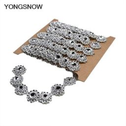 JOPearl Crystal Diamond Bling Round Trim Rubans Strass Cup Fleur Décoration de gâteau de mariage