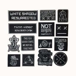 Patch thermocollant pour vêtements punk rock broderie de lettres noires badges appliqués patchs