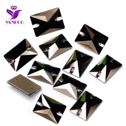 YANRUO – strass rectangulaires en hématite à dos plat cousus sur des pierres précieuses en cristal