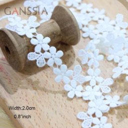2yards/lot largeur: 2cm Chimflower et coeur lacets brodés dentelle de tissu en Fiber de lait pour la