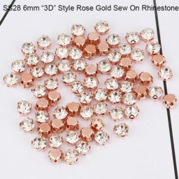 Strass en cristal plaqué or rose pour la décoration de vêtements griffe 3D verre cousu sur des