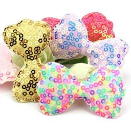 Paillettes rembourrées avec nœud papillon 24 pièces 3.5x5.5cm pour chapeaux de bébé épingles à