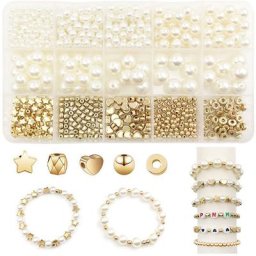 Ensemble de Perles d'Espacement pour Travaux Manuels Kit Comprenant des Perles Rondes des Étoiles