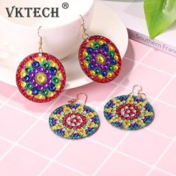 Boucles d'oreilles en diamant mosaïque 5D Kit de peinture résine de perçage Mandala bijoux
