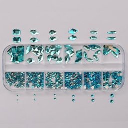 Boîte à 12 gaines multi-tailles A/b colorées strass Non correcteurs dos plat cristal paillettes