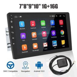 Autoradio Android 10.0 1 Go + 16 Go Navigation GPS Bluetooth WiFi Lecteur Vidéo MP5 2 Din
