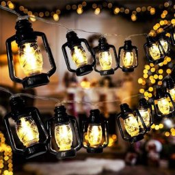 Mini guirxiété lumineuse rétro à kérosène 10/20 LED Eid Mubarak étoile lune palais lanterne à