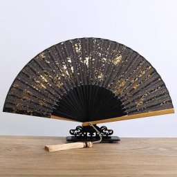 Éventail pliant vintage en bambou motif d'arrosage artisanat à la main chinois japonais danse