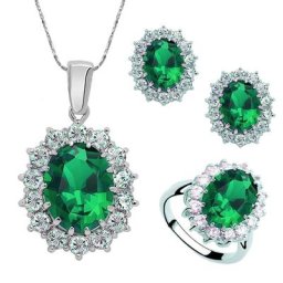 Ensemble de bijoux de mariage ovales en fausse gemme pour les mariées breloque en biscuits complet