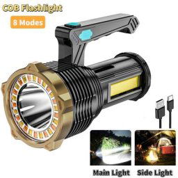 Lampe de poche LED COB Super lumineuse lanterne Portable Rechargeable par USB forte lumière