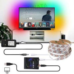 Bande lumineuse LED RGB 5V DC WS2812B USB éclairage d'ambiance pour tout document moniteur