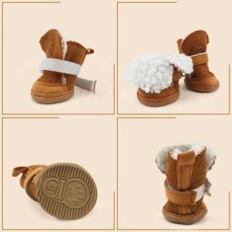 4 chaussures d'hiver pour animaux de compagnie bottines imperméables à la neige antidérapantes en