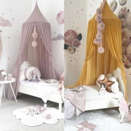 Moustiquaire suspendue pour enfants et bébés dôme de princesse couleur unie décoration de tente