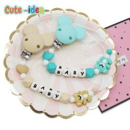 Cute-idea – chaîne de dentition en Silicone pour bébé 1 ensemble ours perles sucette garçon