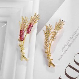 Broche de blé en cristal rose pour femmes pince de Tension luxe élégant Simple tempérament