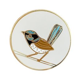 Broche en émail bleue joli petit oiseau superbe australienne féerique broche d'oiseau