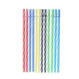 Pailles à Boire en Plastique Dur Réutilisables Colorées à Rayures Décoration de ix Emballage