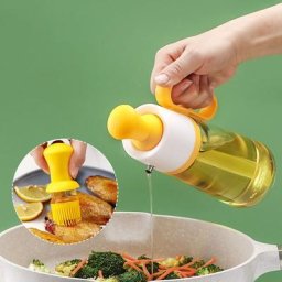 Nouveau distributeur d'huile 2 en 1 avec brosse bouteille d'assaisonnement liquide pratique grande