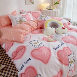 Ensemble de literie ours rose pour adultes et enfants linge de lit Queen simple double taille