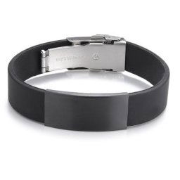 Bracelet en silicone lisse en acier inoxydable pour femme manchette en caoutchouc bijoux à