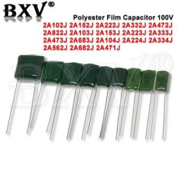 50PCS Condensateur à Film Polyester 100V 220nF 330nF 2A224J 2A334J 2A102J 2A152J 2A222J 2A332J