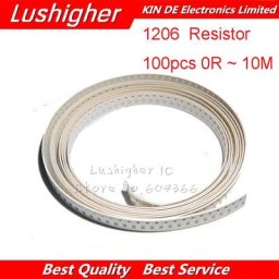 Résistances SMD 0R ~ 10M 100 pièces 1/2W 0 1 10 1206 100 150 220 Ohm 1K 330 K 10K 2.2K 0R 1R 10R
