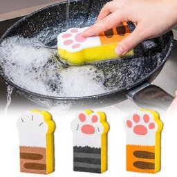 Lingettes magiques en forme de patte de chat 3 pièces éponge de vaisselle brosse de nettoyage