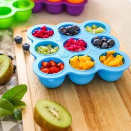 Boîte à aliments pour bébés en silicone multifonction de qualité alimentaire à 9 trous avec