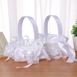 Panier à fleurs en dentelle pour demoiselle d'honneur blanc Vintage rustique pour cérémonie de