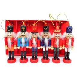 Figurines miniatures de soldat casse-noisette en bois 6 pièces/ensemble ornements de bureau
