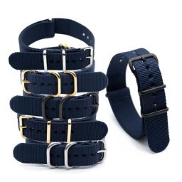 Bracelet de montre en nylon bleu marine 1 pièce style armée tissage ceinture de remplacement