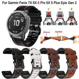 Bracelet de montre en cuir et silicone pour Garmin Fenix bracelets pour Garmin Fenix 6X 6 7X 7 Pro