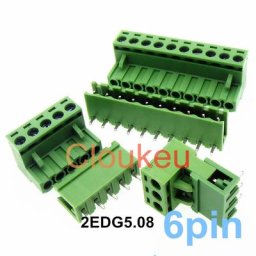 Connecteur vert 2EDG-5.08 6Pin Straight/Bend Plug Socket Borne de connexion 5.08mm 2EDGK V R/C