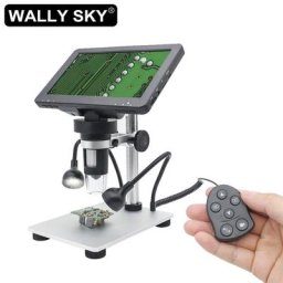 Microscope numérique avec écran 1200x12mp écran HD 7 pouces vidéo éclairage LED télécommande