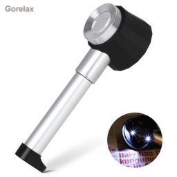 Loupe portable 10x bijoux boucle de Loupe avec 3 lumières LED poignée en métal lentille de verre
