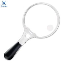 Grande loupe de détermination 137mm Loupe avec 3 lumières LED 2X 4X 25X Lentille pour la lecture