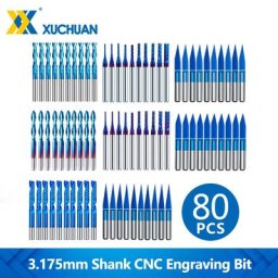 Kit de mèches de gravure CNC tige de 3.175mm fraise à queue en carbure Machine CNC outils de