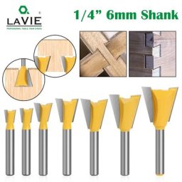 LAVIE – jeu de mèches de toupie à Joint en queue d'aronde de 6mm 1/4 tiges 14 degrés travail du