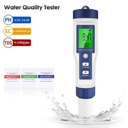Testeur numérique de qualité de l'eau 5 en 1 PH TDS EC température salinité/température moniteur