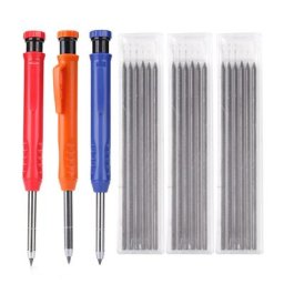Ensemble de crayons de charpentier solide avec fils de recharge aiguiseur intégré trou profond