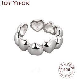 Bagues coréennes en argent Sterling 925 pour femmes grand cœur féminin INS Simple fait à la main
